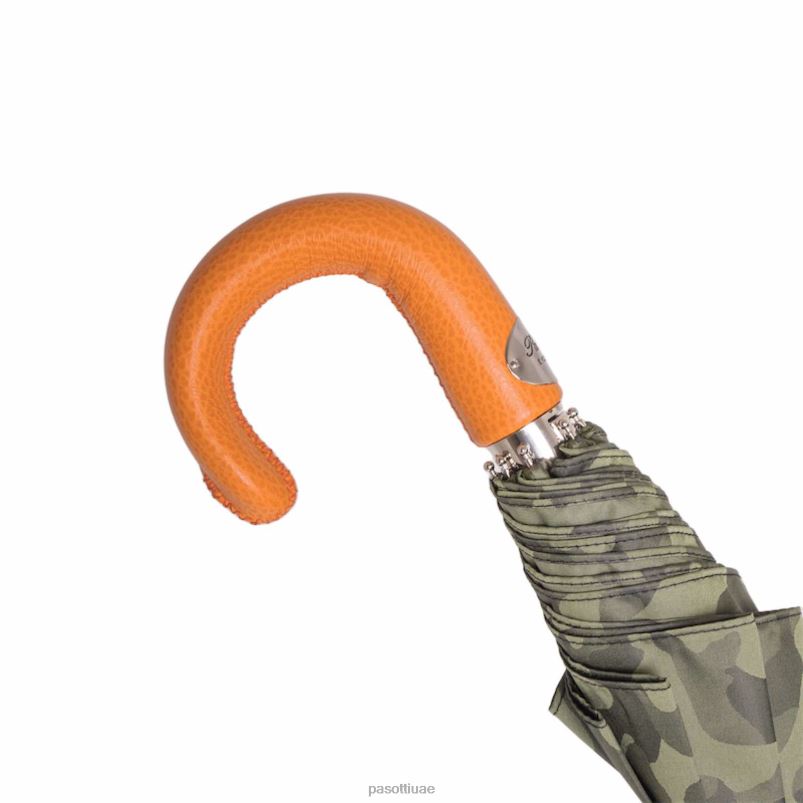 مظلة | 64 11780-254 ع - مظلة مموهة قابلة للطي بمقبض جلدي برتقالي PASOTTI Z446V183